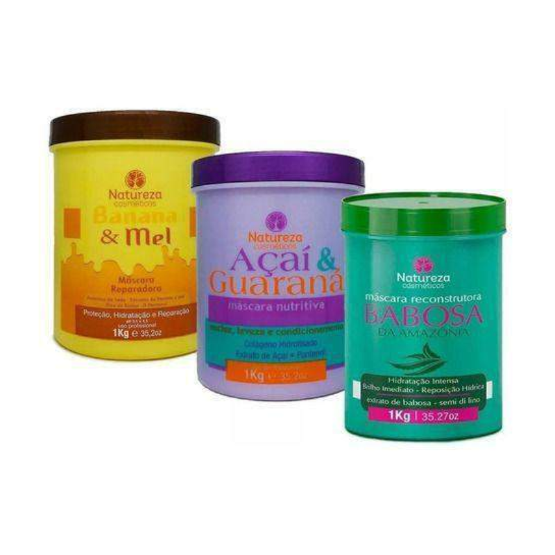 Natureza Cosméticos Hair Schedule Açaí, Honey and Banana, Aloe Vera 3kg Hydration