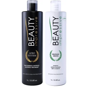 Kit progressivo impressionante TRATAMENTO QUERATINA Afro System Beauty 2x 33,8 oz!