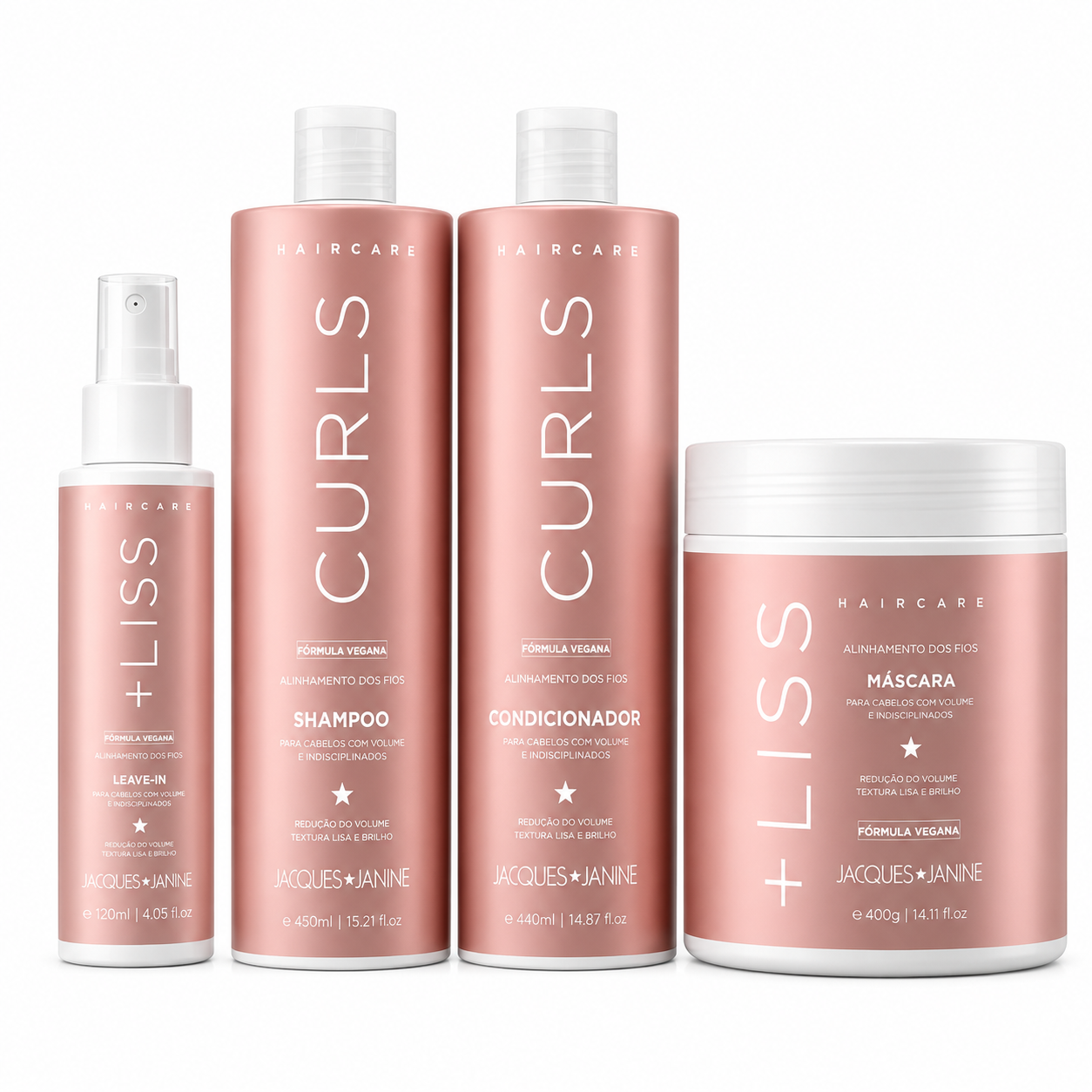 Jacques Janine Hair Care Liss Salt-Free Shampoo 450ml, Leave-in Conditioner 440ml + Hydrating Mask 400g + Heat Protection Spray 120ml