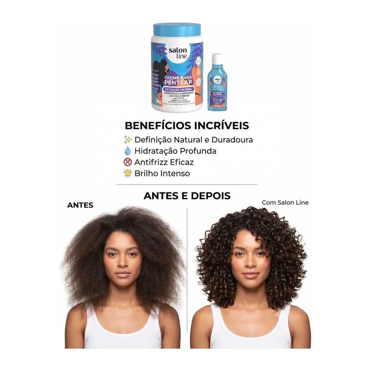 Salon Line Natural Definition Kit: Cream (1kg) and Oil (50ml) - Image 5