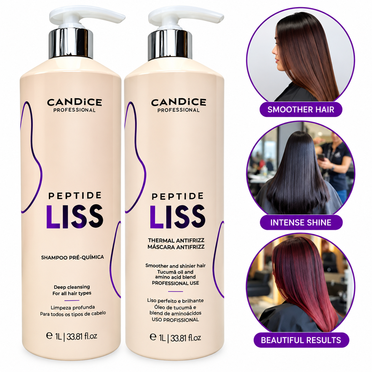 Candice Peptide Liss Professional Hair Straightening & Smoothing Kit 2x1L - Image 3